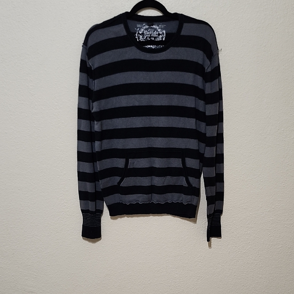 Buffalo David Bitton Black and Gray Crew Neck Sweater